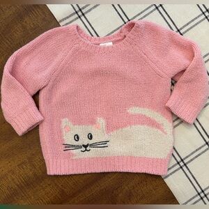 Hanna Andersson Marshmallow Sweater Pink Cat Girls 18-24 Months